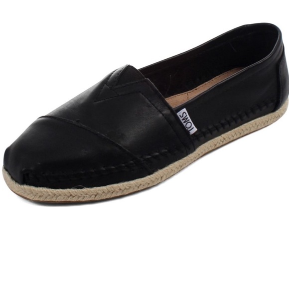 Toms Classic Full Grain Leather Espadrille Slip On Lightweight Casual Loafer - Picture 2 of 8